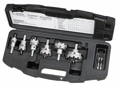 IDEAL Hole Cutter Kit: 8 Pieces, 1/4 in Max. Cutting Dp, Carbide Tipped - Metal-Cutting Hole Cutter Kits
