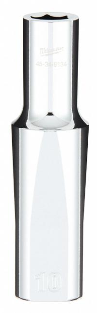 MILWAUKEE Deep Well Socket: Metric, 1/2 in Drive Size, 10 mm Socket Size, 6-Point, Deep, Chrome (MPN 45-34-9134). Key specifications — attr1204417: MILWAUKEE; attr1204392: Chrome.