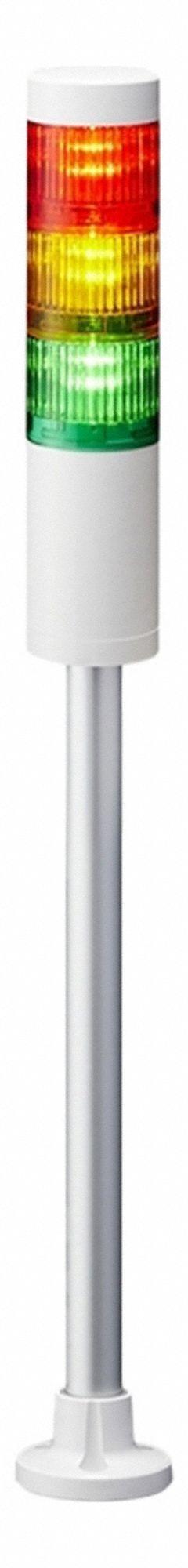 PATLITE Tower Light Assembly: 3 Tier, No Sounder Tier, IP65, Amber/Green/Red, Direct Wire, Steady (MPN LR5-302PJNW-RYG). Key specifications — Manufacturer Part Number: LR5-302PJNW-RYG; Brand: PATLITE; Operating Voltage: 24V DC; Light Tier Color: Amber.