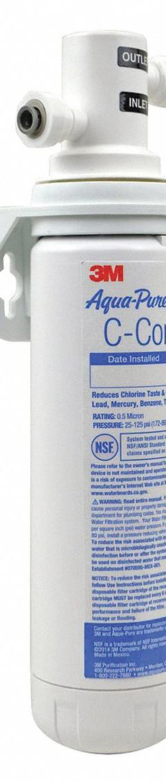 3M Water Filtration System: 0.5 micron Micron Rating, 750 gal Service Life - Gallons, White (MPN 04-99535). Key specifications — Filter Media: Activated Carbon; Reduces: Particulates.