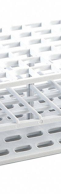 Tube Rack: 2 3/8 in Overall Wd, 8 in Overall Ht, 4 1/8 in Overall Lg, Polypropylene, White, Benchtop (MPN HS27551A). Key specifications — Material: Polypropylene; Mounting Location: Benchtop; Color: White; Product Type: Test Tube Rack; Total Holding Capacity: (72) Wells; Brand: HEATHROW SCIENTIFIC.