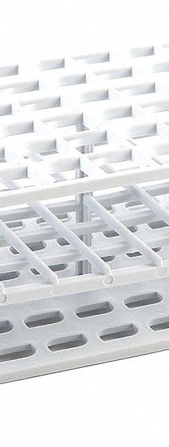 Tube Rack: 2 3/8 in Overall Wd, 8 in Overall Ht, 4 1/8 in Overall Lg, Polypropylene, White, Benchtop (MPN HS27551A). Key specifications — Material: Polypropylene; Mounting Location: Benchtop; Color: White; Product Type: Test Tube Rack; Total Holding Capacity: (72) Wells; Brand: HEATHROW SCIENTIFIC.