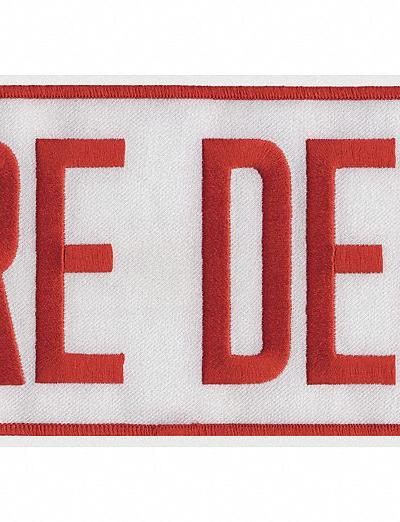 HEROS PRIDE Embroidered Patch: Fire Dept., 11 in x 4 in, Red/White, Plastic, Sew-On - Embroidered Insignia