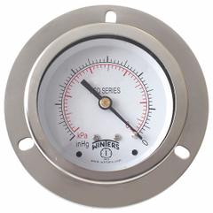 WINTERS Panel-Mount Pressure Gauge: Front Flange, 0 psi to 300 psi, 2 1/2 in Dial, 1/4 in NPT Male (MPN PFQ907-DRY-25FF). Key specifications — Accuracy: ±1.5%; Brand: WINTERS; Vibration Resistance Properties: Field-Fillable; Gauge Wetted Parts: Brass / Bronze.