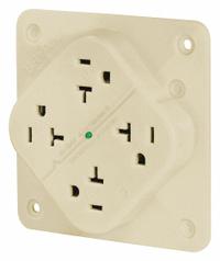 BRYANT Receptacle: Quad, 5-20, Ivory, 125V AC, 20 A, 2 Pole / 3 Wire (MPN 21254SiA)
