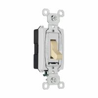 PASS & SEYMOUR Wall Switch: Toggle Switch, Single Pole, Maintained, Ivory, 120/277V AC, 20 A (MPN CSB20AC1I). Key specifications — Brand: PASS & SEYMOUR; Illuminated: No; Voltage Rating: 120/277V AC.