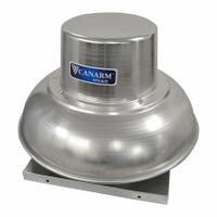 Downblast Exhauster: Direct Drive, Includes Drive Pack, 12 in Wheel, 1,300 cfm, 1/3 hp, 115/230V AC (MPN ALX120-DD033V). Key specifications — Assembly: Assembled; Base Shape: Square; Brand: CANARM; High-Efficiency Motor: No; For High-Static Pressure Applications: Yes; Motor Enclosure: Open Dripproof; Mounting Location: Roof and Wall; Nameplate Voltage: 115/230V AC.