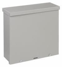WIEGMANN Enclosure: Steel, 12 in x 12 in x 6 in, 3R, Solid Cover, Screw On, Included, Painted (MPN RSC121206). Key specifications — Brand: WIEGMANN; Closure Method: Padlock Hasp; Knockouts: Included.