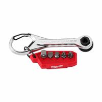 MILWAUKEE Hand Ratchet: Round, Not Reversible, 4 1/4 in Overall Lg, Chrome, 4° Min Arc Swing (MPN 48-22-2950). Key specifications — attr1205598: Not Reversible; attr1205605: Quick-Release Not Included; attr1205626: Chrome; attr1205607: Round; attr1205624: MILWAUKEE.