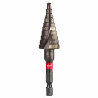 MILWAUKEE Step Drill Bit: 3/16" to 3/4", TiAlN-Coated HSS, Impact Rated, Quick-Change Hex Shank (MPN 48-89-9243). Key specifications — attr1234936: Impact Rated.