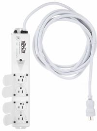 TRIPP LITE Outlet Strip: 4 Outlets, 15 ft Cord Lg, 15 A Current, UL 60601-1, White, 5-15P, 5-15R (MPN PS-415-HGULTRA). Key specifications — Brand: TRIPP LITE; Mounting Style: Keyhole.