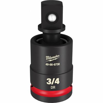 MILWAUKEE Universal Joint: Black Phosphate, 3/4 in Output Drive Size, Square - 3/4" Drive Flex Impact Socket Adapters
