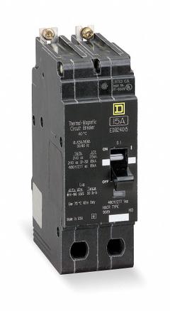 SQUARE D Miniature Circuit Breaker: 90 A, 277/480V AC, Single Phase, 18kA at 277/480V AC, 2 Poles (MPN EDB24090). Key specifications — Phase: Single; Amps: 90 A; AC Voltage Rating: 277/480V AC; Max. AIR Rating: 18kA at 277/480V AC; For Use With: Square D NF Panelboards; Brand: SQUARE D.