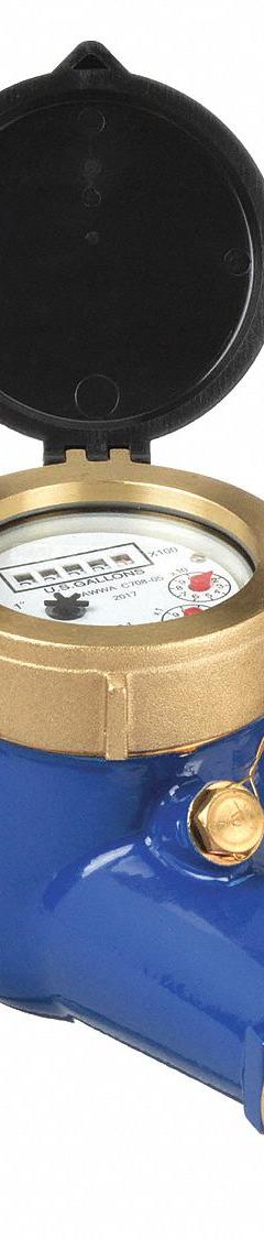 PULSAFEEDER Mechanical Flowmeter: Water Meter, Water, Brass, 3/4 in NPT, 3/4 in Connection Size, NPT (MPN MTR100-G). Key specifications — Brand: PULSAFEEDER; Display Type: Analog; Seal Material: Natural Rubber; Unit Of Measure: Gallons; Accuracy: +/-1.5%; Max. Voltage: 24V DC; Mounting Orientation: Universal.