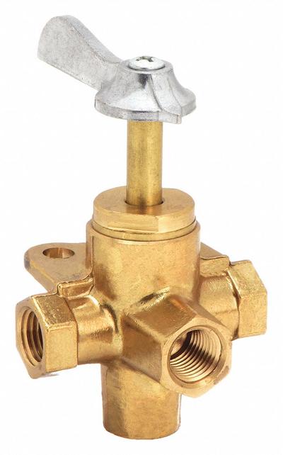 WEATHERHEAD Multiple Shut-Off Valve: For Fluids Media, 4-Way, 1/4 in Pipe Size, Brass - 4-Way Brass Plug Valves