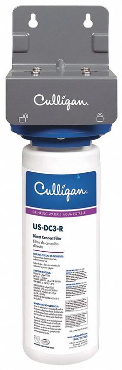 CULLIGAN Water Filtration System: 0.5 micron Micron Rating, 4,750 gal Service Life - Gallons, Carbon (MPN US-DC3). Key specifications — Filter Media: Carbon; Reduces: Nominal Particulate Class I.