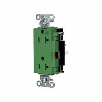 HUBBELL Receptacle: Hospital Grade, Decorator Duplex, 5-20R, Green, 125V AC, 20 A, 2 Pole / 3 Wire (MPN HBL2182STGN)