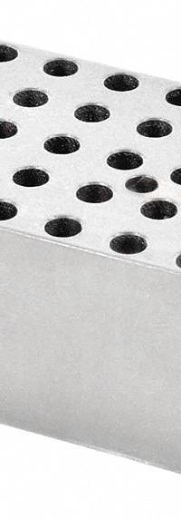 OHAUS Modular Block: Anodized Aluminum, 1 7/8 in Overall Wd, 2 3/4 in Overall Lg, 30 Wells, 0.5 mL (MPN 30400157). Key specifications — Product Type: Dry Bath Block; Includes Thermometer Well: Yes; Material: Anodized Aluminum; Volume Capacity: 0.5 mL; Brand: OHAUS.