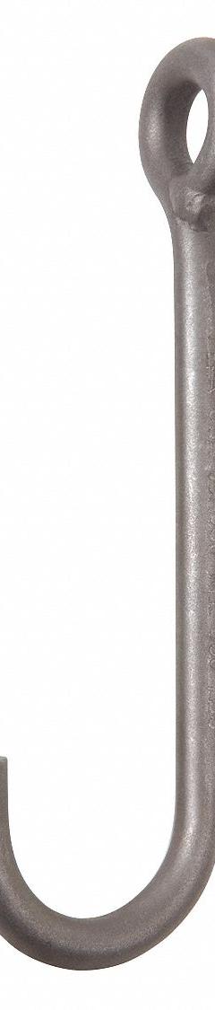 PEERLESS J-Hook: 2,000 lb Working Load Limit, 80 Hook Grade, Alloy Steel, 1 in Material Thick, Plain (MPN JCA100). Key specifications — Color: Silver; Brand: PEERLESS; Visual Indicator Markings: None.