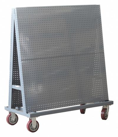 APPROVED VENDOR A-Frame Pegboard Truck: Round, 1/4 in Peg Holes, 48 in x 24 in x 56 in - A-Frame Mobile Pegboard Racks