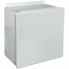 HOFFMAN Enclosure: Steel, 8 in x 8 in x 4 in, NEMA 12/13, Solid Cover, Hinged (MPN A808CH). Key specifications — Brand: HOFFMAN; Closure Method: Clamps; Knockouts: Not Included.