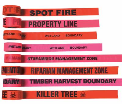 APPROVED VENDOR Flagging Tape: 150 ft Lg, 1 1/2 in Wd, Wetland Boundary Legend, Vinyl - Restricted Access Messaging Barrier Tape