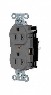 HUBBELL Receptacle: Duplex, 5-20, Gray, 125V AC, 20 A, 2 Pole / 3 Wire (MPN 5362STGY)