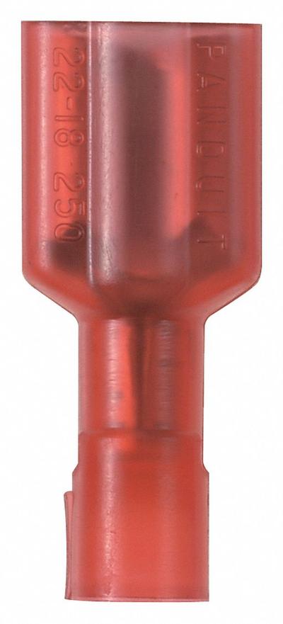 PANDUIT Wire Disconnect: Female Socket, Red, Nylon, Full Coverage - Fully Insulated Quick Disconnects