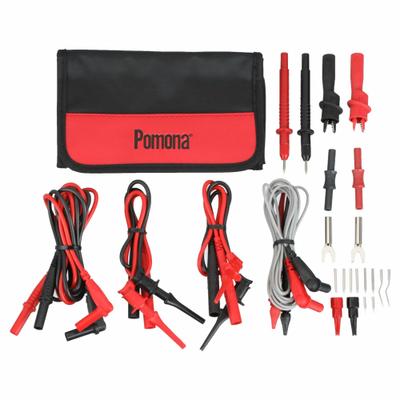 POMONA Test Lead Kit: CAT III 1000V, Alligator Clip/Spade Lug/Std Probe, 1,000 V Max Volt - Test Lead Kits