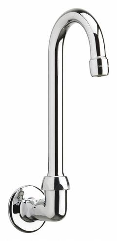 CHICAGO FAUCETS Spout: Spout, Gooseneck, Swivel Spout, Brass, Polished Chrome, 2.2 gpm Flow Rate (MPN 629-E3ABCP). Key specifications — Includes: Mounting Hardware; Product Type: Spout; Spout Style: Swivel; Body Material: Brass; Color/Finish: Polished Chrome; Brand: CHICAGO FAUCETS.