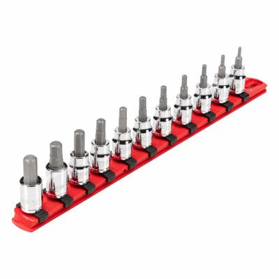 TEKTON Socket Set: 1 - 25 Pieces, 3/8 in Drive Size, 11 Pieces, 3 mm to 10 mm Tip Size Range - Hex Bit Socket Sets