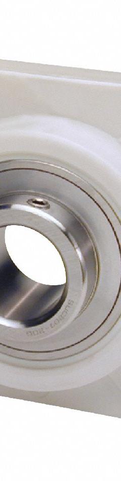 IPTCI BEARINGS 4 Bolt Flange Bearing: Radial Ball, 5/8 in Bore, PBT Plastic, Set Screws, 3 3/8 in Lg (MPN SUCTF202-10 IP69K). Key specifications — Bore Type: Cylindrical; Brand: IPTCI BEARINGS; Housing Material: PBT Plastic; Lubricant Material: H-1 Grease; Mounting Bolt Size: 3/8 in; Split Housing: Not Split; System of Measurement: Inch.