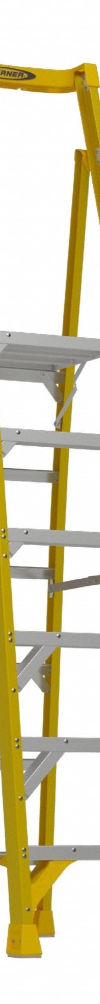 WERNER Podium Stepladder: 8 ft Ladder Size, Fiberglass, 375 lb Load Capacity, 36 lb Wt (MPN PD7306). Key specifications — Brand: WERNER; Included Features: Guard Rail.
