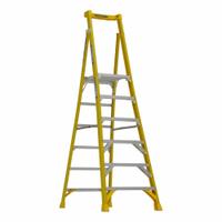 WERNER Podium Stepladder: 8 ft Ladder Size, Fiberglass, 375 lb Load Capacity, 36 lb Wt (MPN PD7306). Key specifications — Brand: WERNER; Included Features: Guard Rail.