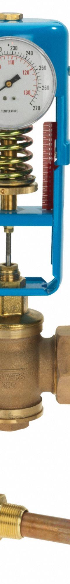 POWERS Temperature Regulator: For Cold Water/Hot Water Media, 1 in Pipe Connection Size, Bronze (MPN 595-ST100H-C08DI05). Key specifications — Brand: POWERS.