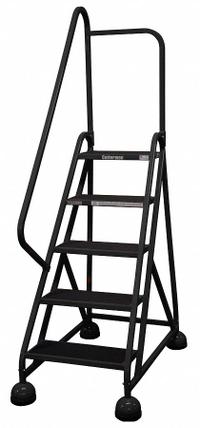 COTTERMAN Rolling Ladder: 3.8 ft Platform Ht, Partially Assembled, Steel, Wt-Actuated Auto-Lock (MPN ST-522 A2 C7 P5). Key specifications — Includes Handrails: Handrails Included; Material: Steel; Brand: COTTERMAN; Color: Black.
