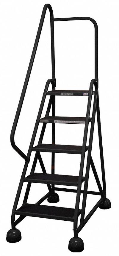 COTTERMAN Rolling Ladder: 3.8 ft Platform Ht, Partially Assembled, Steel - Steel Ultra-Stable Weight-Actuated Ladders