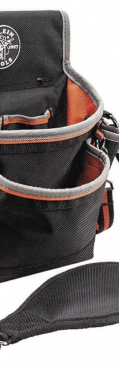 KLEIN TOOLS Tool Pouch: For 2 in Belt Wd - Max, 15 Pockets, Black (MPN 5243). Key specifications — Closure Type: Open Top; Attachment: Belt Slot; Color: Black; Brand: KLEIN TOOLS; For Tool Type: Tape Rolls.
