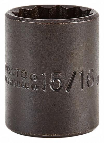 PROTO Socket: 1/2 in Drive Size, SAE, 15/16 in Socket Size, 12-Point, Std - 1/2" Drive Impact Sockets