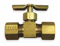 HANSEN Needle Valve: Inline Valve Body, Brass, 1/4 in Pipe Size, Compression x Compression, Metal (MPN A6763). Key specifications — For Media: Water; Seal Material: Metal; Brand: HANSEN; Connection Type - Side 1: Compression; Connection Type - Side 2: Compression; Connection Type: Compression x Compression.