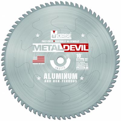 MORSE Circular Saw Blade: 10 in Blade Dia., 72 Teeth, 0.09 in Cut Wd, 5/8 in Arbor Size - Aluminum & Soft Metal-Cutting Blades