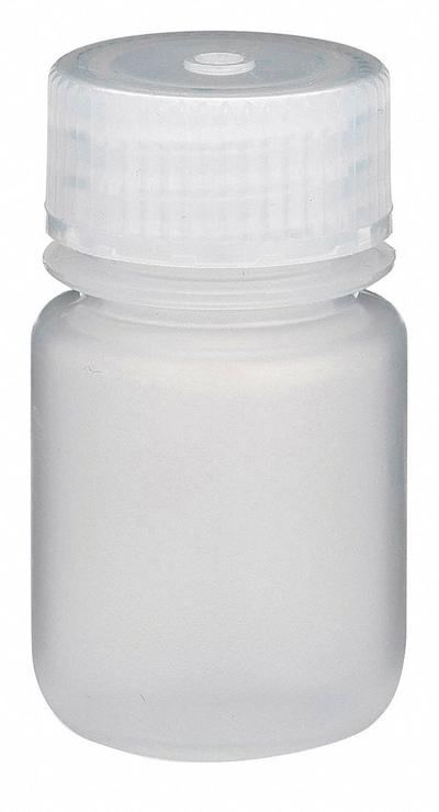 GLOBE SCIENTIFIC Sampling Bottle: Polypropylene, 30 mL, 1 fl oz, Closure Included, Natural - Polypropylene Wide Mouth Round Lab Bottles