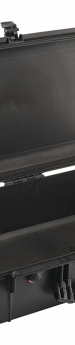 PELICAN Protective Case: 14 in x 26 in x 8 3/8 in Inside, No Foam, Black, Stationary, 11 lb Wt (MPN 1605AIRNF). Key specifications — Closure Type: Double Throw; Brand: PELICAN; Carry-On Size: No.