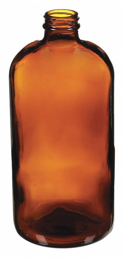 QORPAK Sampling Bottle: 960 mL, Amber, 33-400, No Closure, 12, No Closure - Amber Narrow Mouth Round Glass Lab Bottles