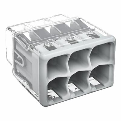 WAGO Push-In Wire Connector: 2773 Series, 6 Port, 20 AWG – 12 AWG Solid Wire Size Range - Push-In Connectors
