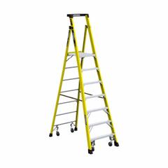 WERNER Platform Stepladder: 7 ft Ladder Size, Fiberglass, 375 lb Load Capacity, 47 lb Wt (MPN PD7307-4C). Key specifications — Brand: WERNER; Included Features: Guard Rail.