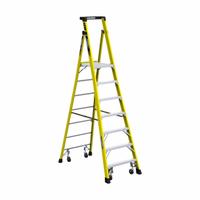 WERNER Platform Stepladder: 7 ft Ladder Size, Fiberglass, 375 lb Load Capacity, 47 lb Wt (MPN PD7307-4C). Key specifications — Brand: WERNER; Included Features: Guard Rail.