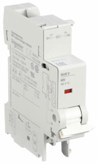 SCHNEIDER Undervoltage Release: Undervoltage Release, Multi 9 Circuit Breakers, 48V AC/DC (MPN M9A26961). Key specifications — For Use With: Multi 9 Circuit Breakers; Voltage: 48V AC/DC; Number of Poles: None; Brand: SCHNEIDER; Accessory Type: Undervoltage Release.