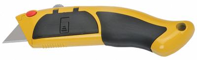 ABILITY ONE Utility Knife: 7 in Overall Lg, Steel Std Tip, Rubberized, Metal, Black - Retracting Utility Knives
