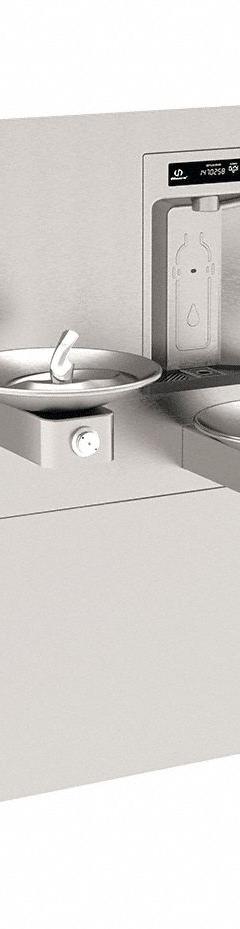 HAWS Drinking Fountain: In-Wall, Non-Refrigerated, Push Button Fountain & Touchless Bottle Filler (MPN 1011HSA). Key specifications — Brand: HAWS; Housing Material: Stainless Steel; Filter Access: Bottom Panel Access; Housing Finish: Satin; Chilling Capacity: Non-Refrigerated; Housing Color: Silver.